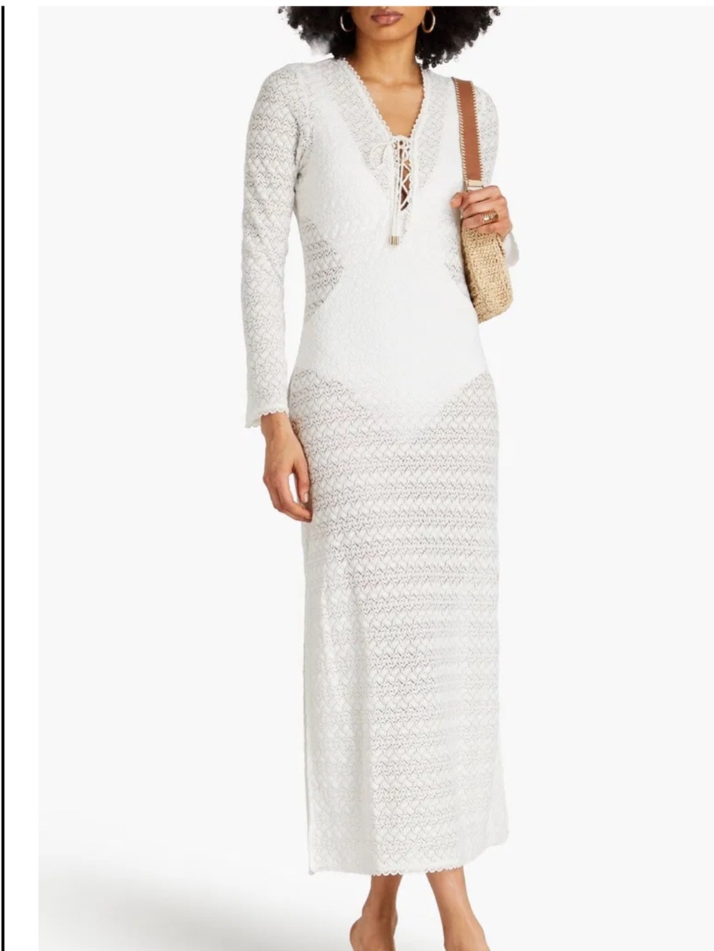 Melissa Odabash | Crochet Lace-up Maddie Coverup Maxi Dress small